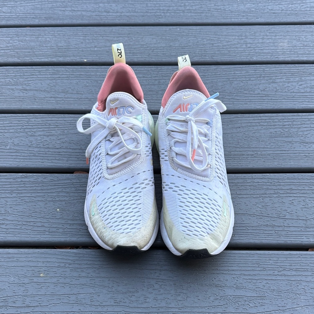 Nike Air Max 270 White and Coral Sneakers